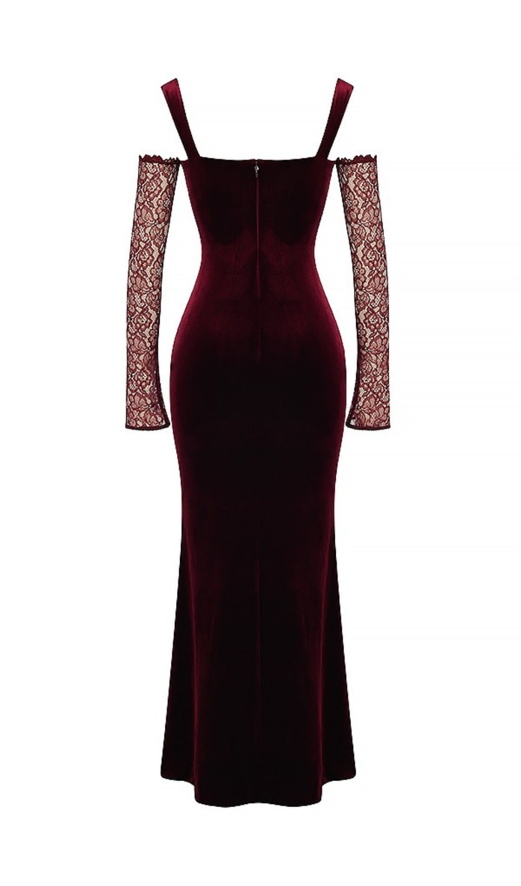BLACK CHERRY VELVET MAXI DRESS FOR EVENING