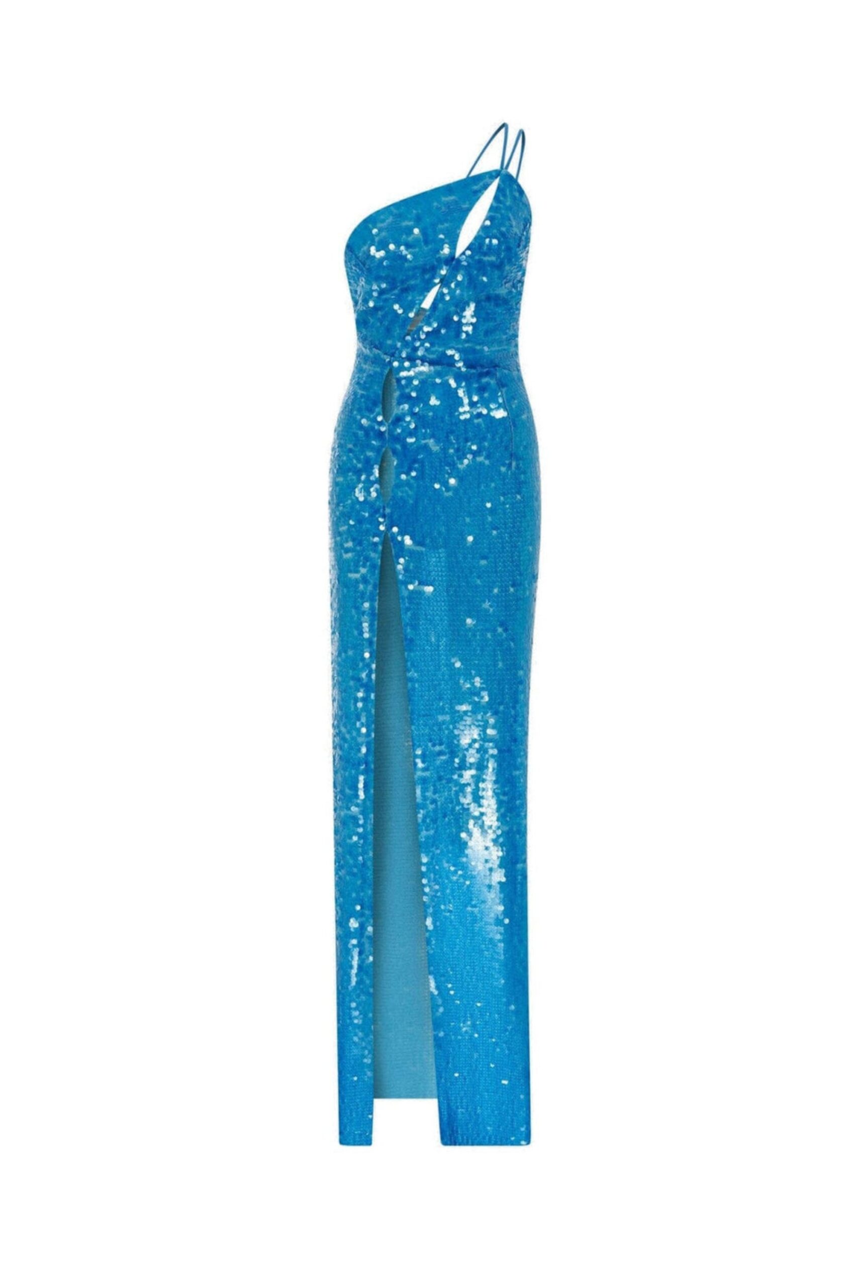 ONE SHOULDER SEQUIN MAXI DRESS FOR PARTY