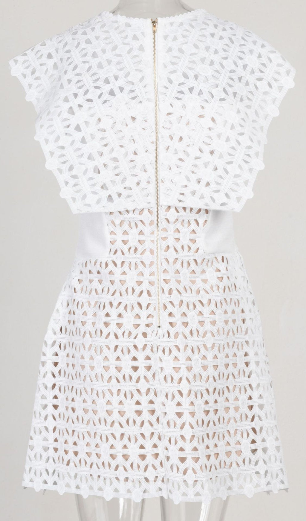 WHITE BOW EMBROIDERED MINI DRESS FOR PARTY