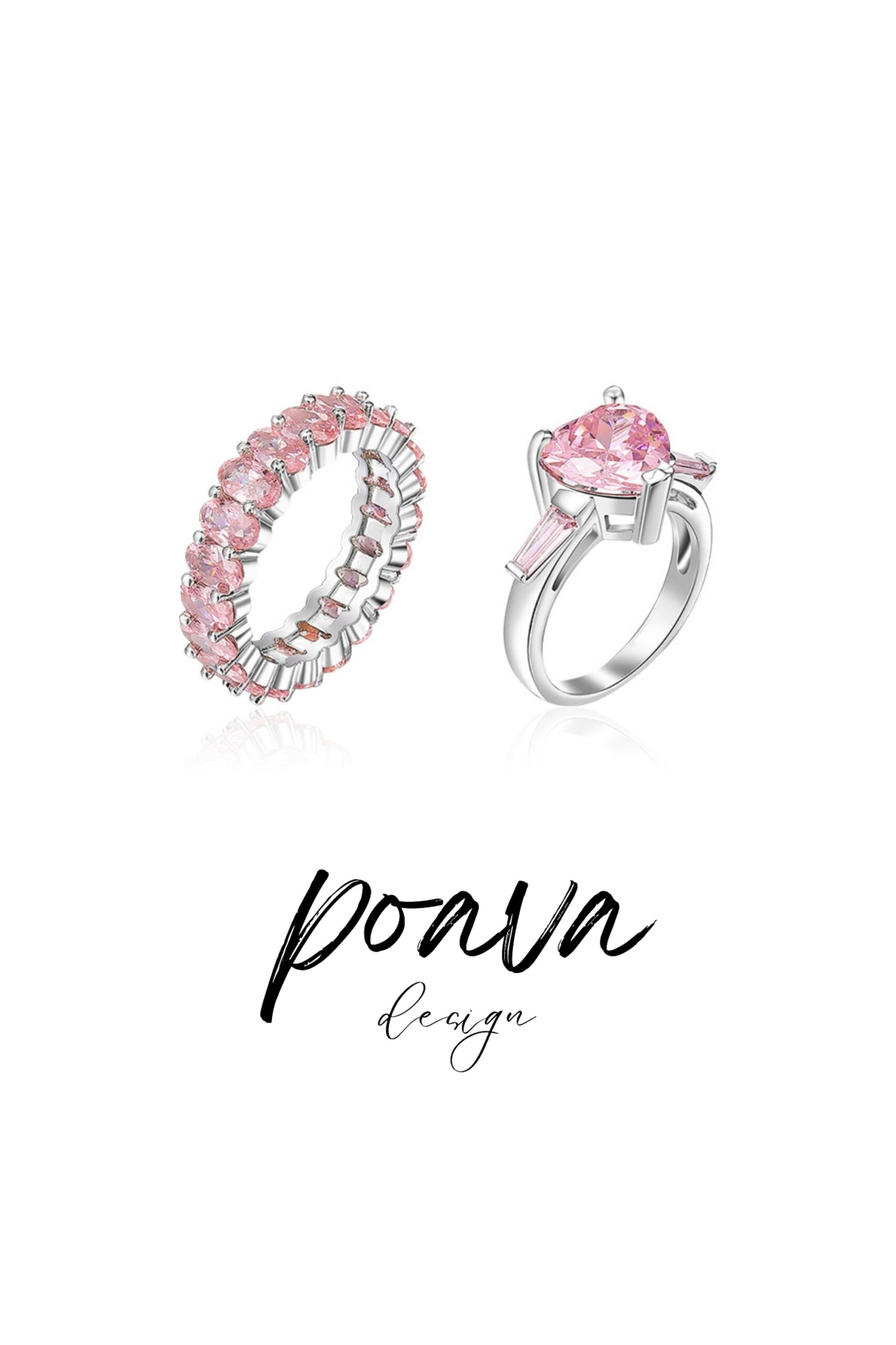 PINK DIAMOND RING, EMBELLISHED EVENING STATEMENT