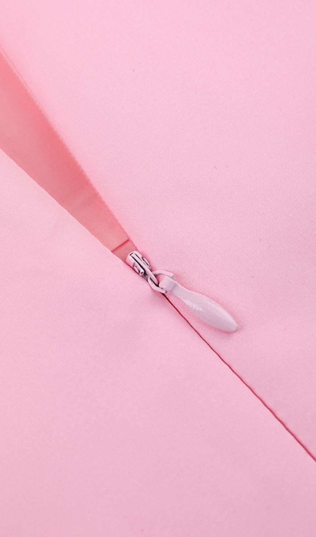 PINK OFF-SHOULDER BOW CORSET MINI DRESS