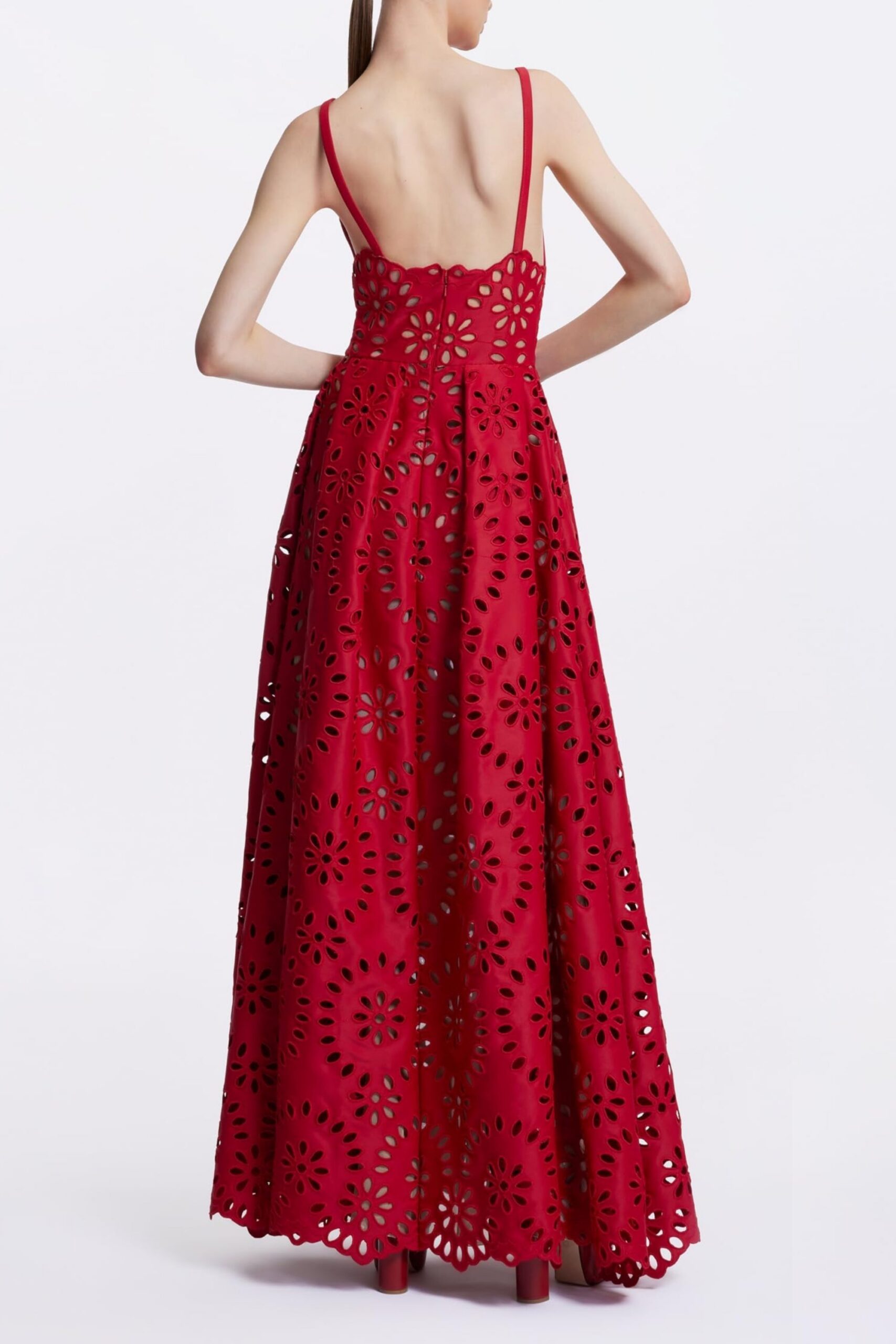 RED CUTOUT BACKLESS MAXI DRESS FOR WEDDING PARTY
