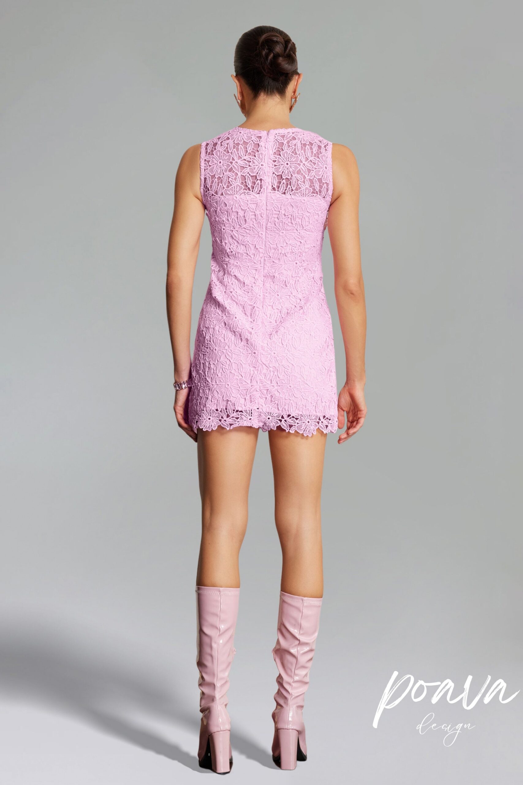 LACE FLORAL MINI DRESS IN PINK