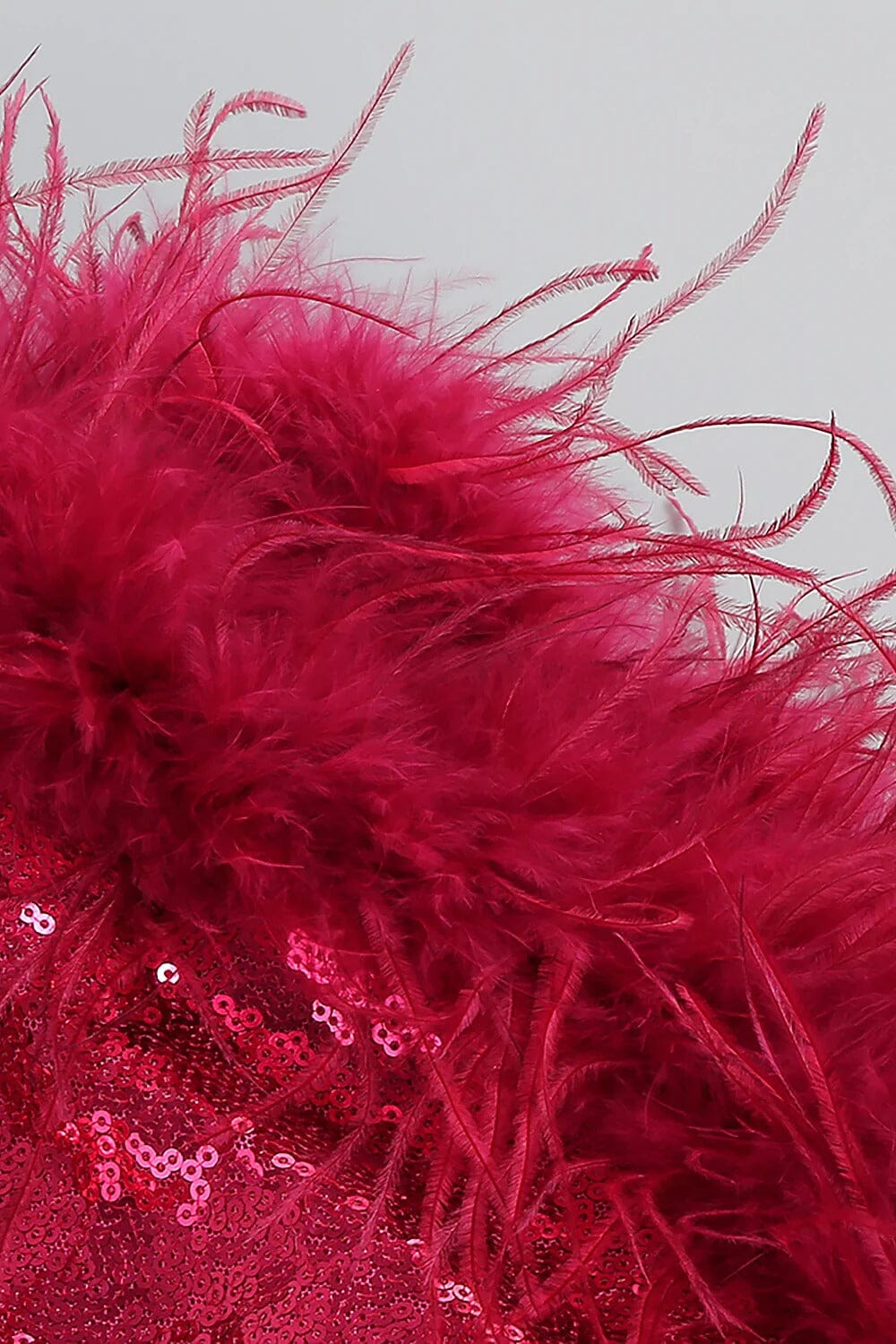 SEQUIN PINK FEATHER MINI DRESS FOR PARTY