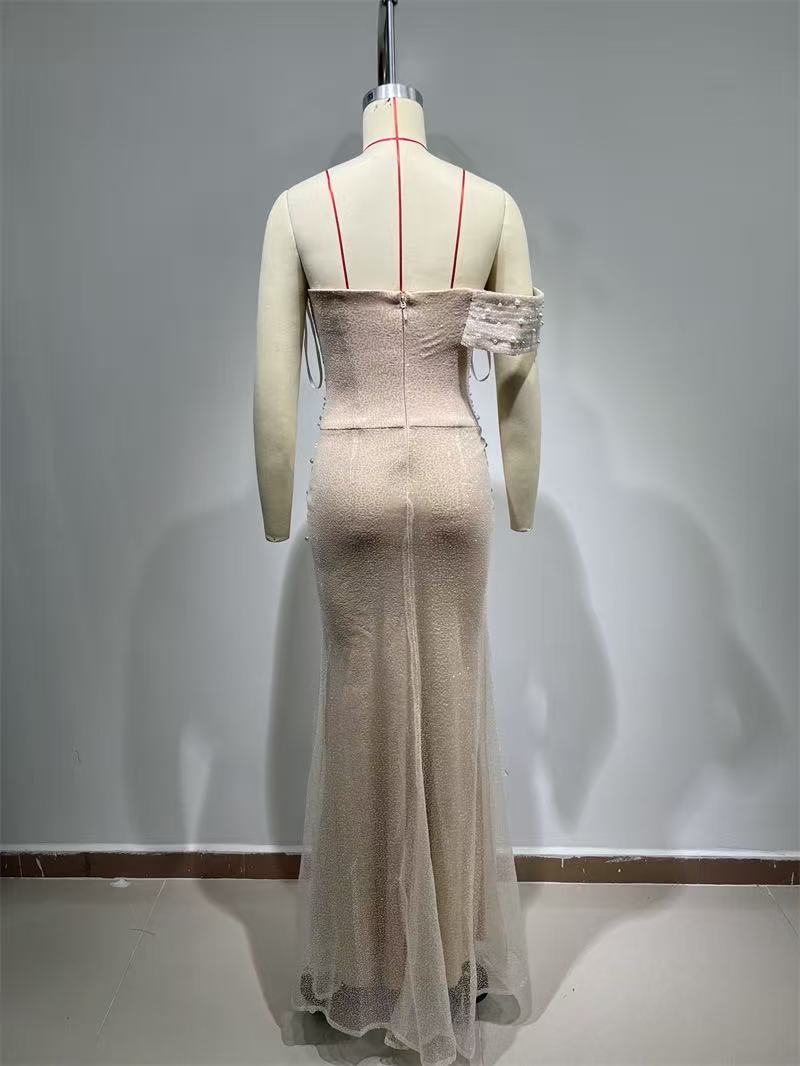 SABINE FAUX PEARL MAXI DRESS - ELEGANT EVENING