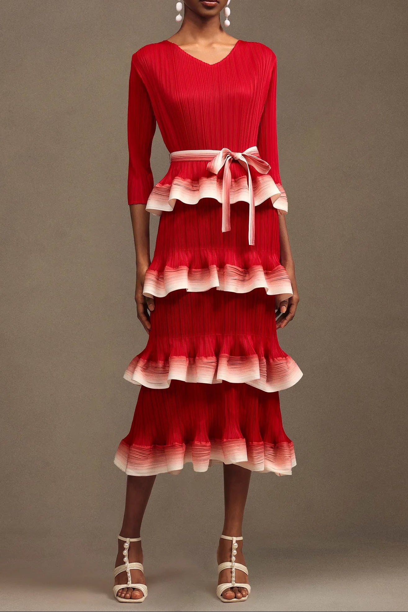 6ba44c18-40f0-49fc-9c17-99d2bd3bb06e VICTORIA RED FALBALA PLEATED MAXI DRESS