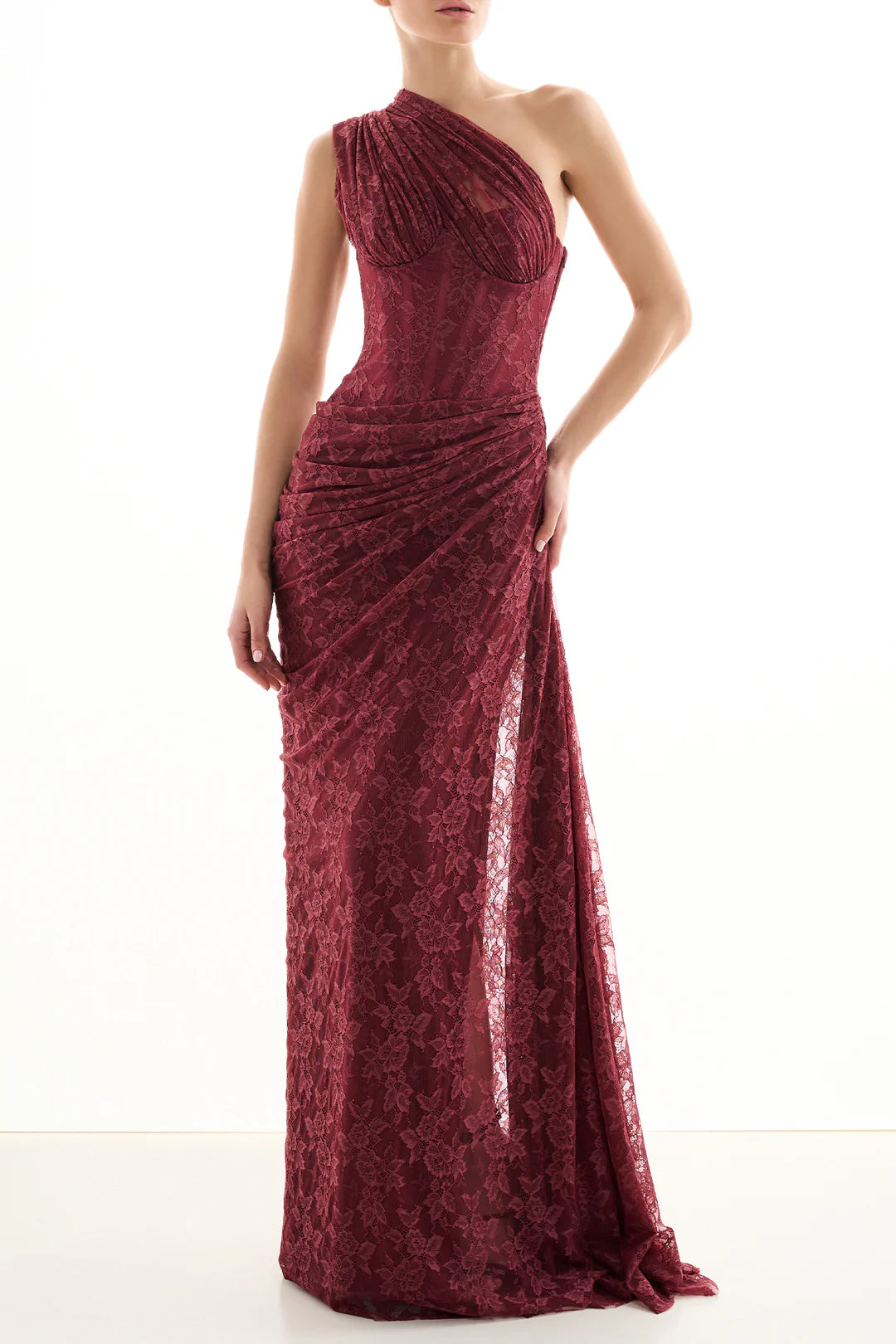 6bcce20c-f78a-43ad-84f9-b800b1c48c86 WENDY BURGUNDY LACE ONE-SHOULDER MAXI DRESS FOR EVENTS