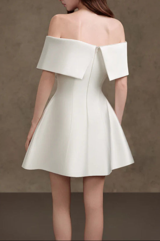 BRIANNA APRICOT SATIN ONE-SHOULDER MINI DRESS