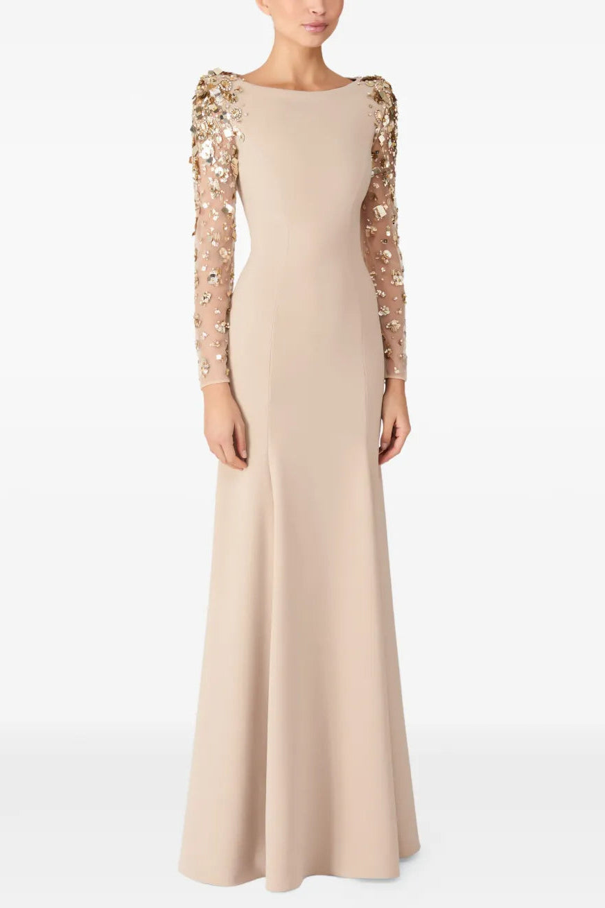 MARTHA MESH BEADED MAXI DRESS APRICOT