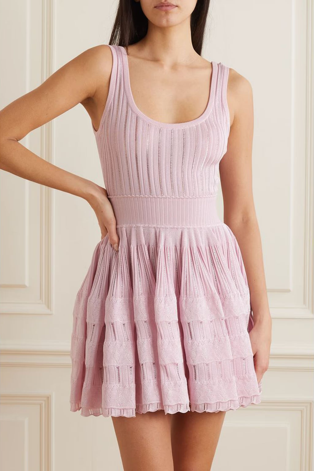 6e3ddc5f-460d-4713-91a2-9a3a1b5443da RIBBED POINTELLE MINI DRESS - PINK COCKTAIL