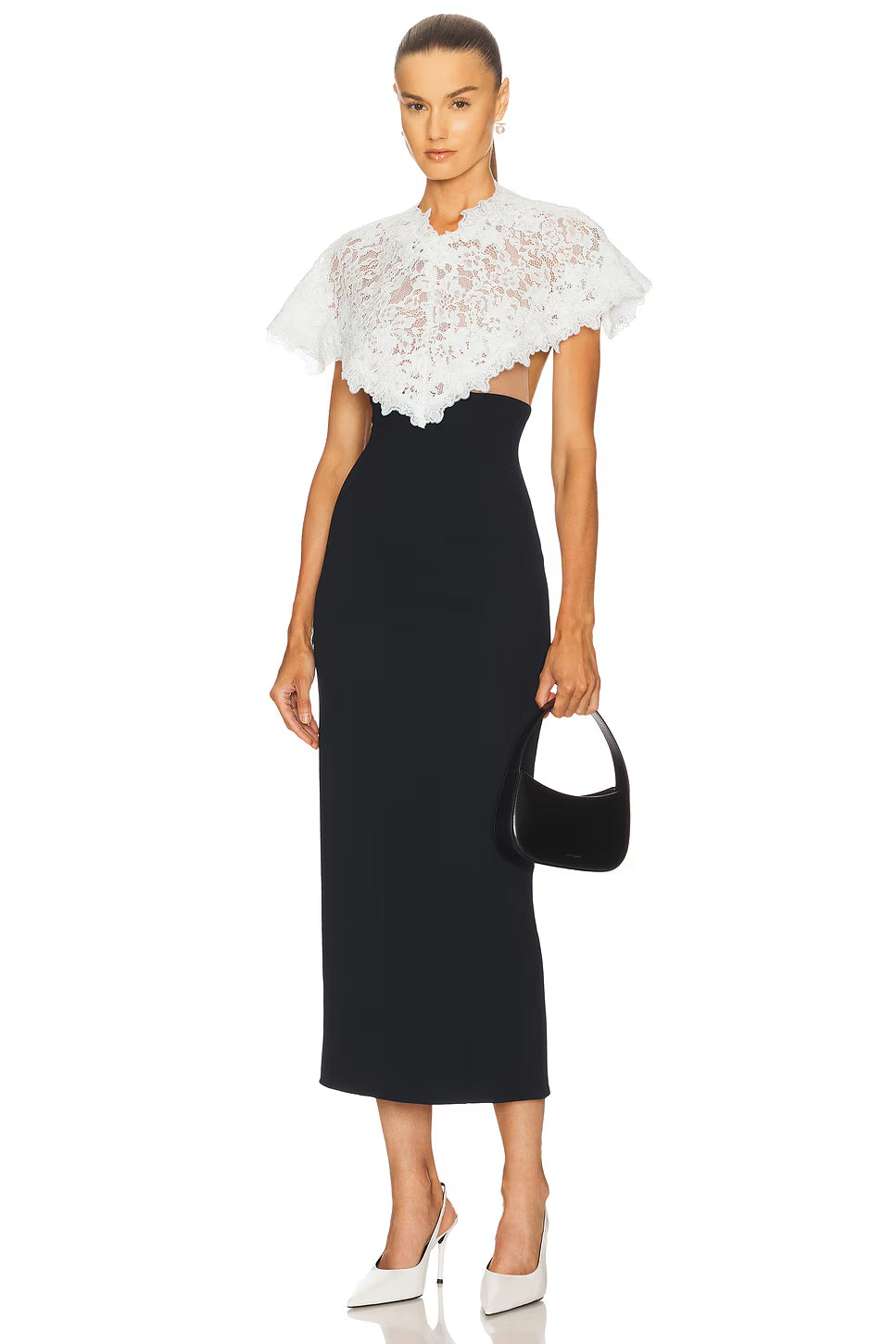 ALICE LACE BODYCON MIDI DRESS, BLACK PATCHWORK SHAWL