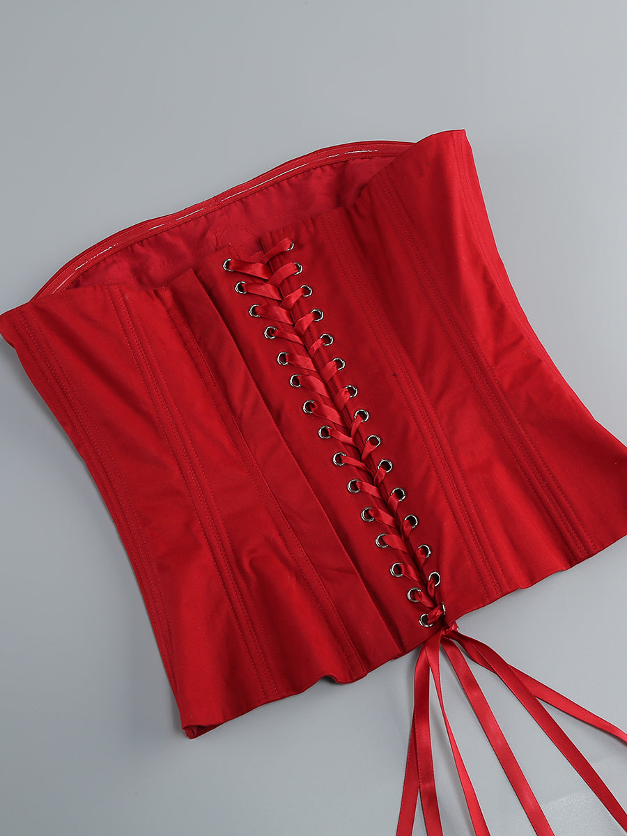RED CORSET FLOWER TWO-PIECE SET, PARTY