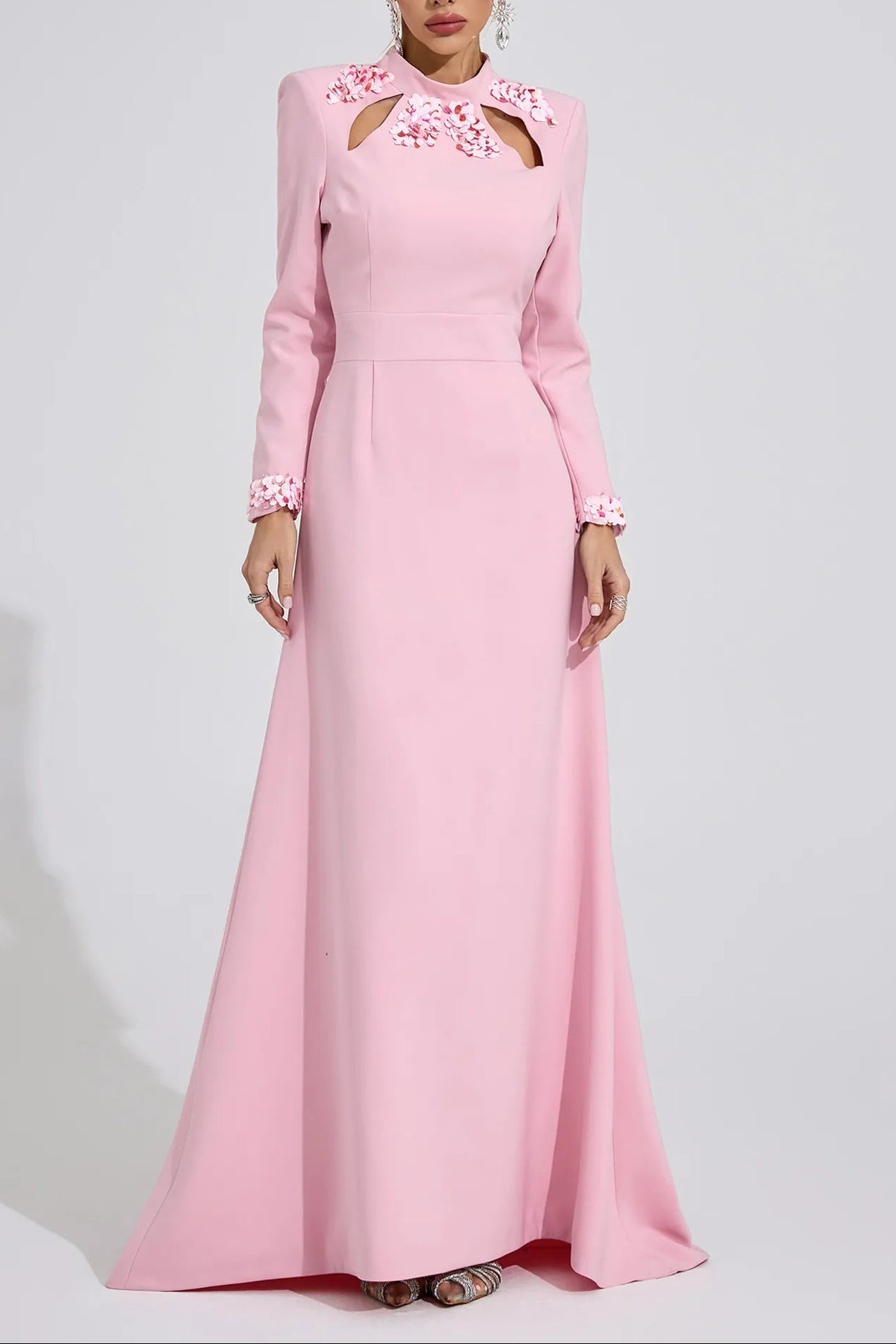 6fa42b89-e7de-4aab-b9e0-562fded56653 SHIRLEY PINK RHINESTONE MERMAID MAXI DRESS