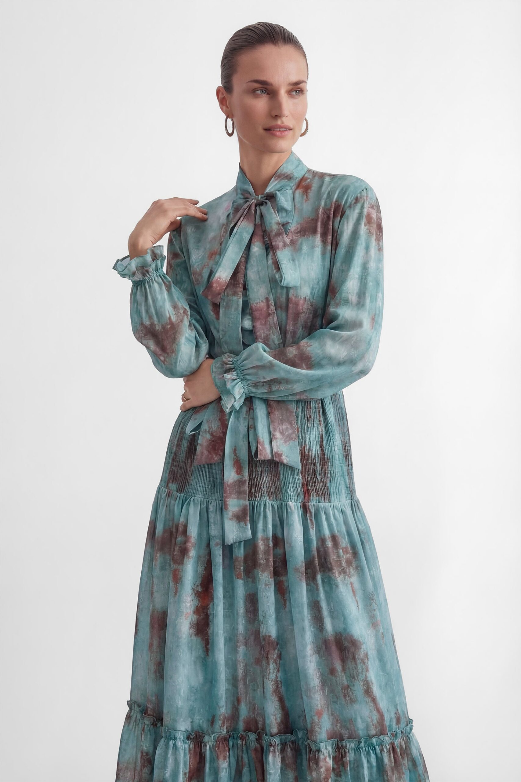 TEAL TIERED RUFFLE MAXI DRESS - GREEN BOHO WEDDING
