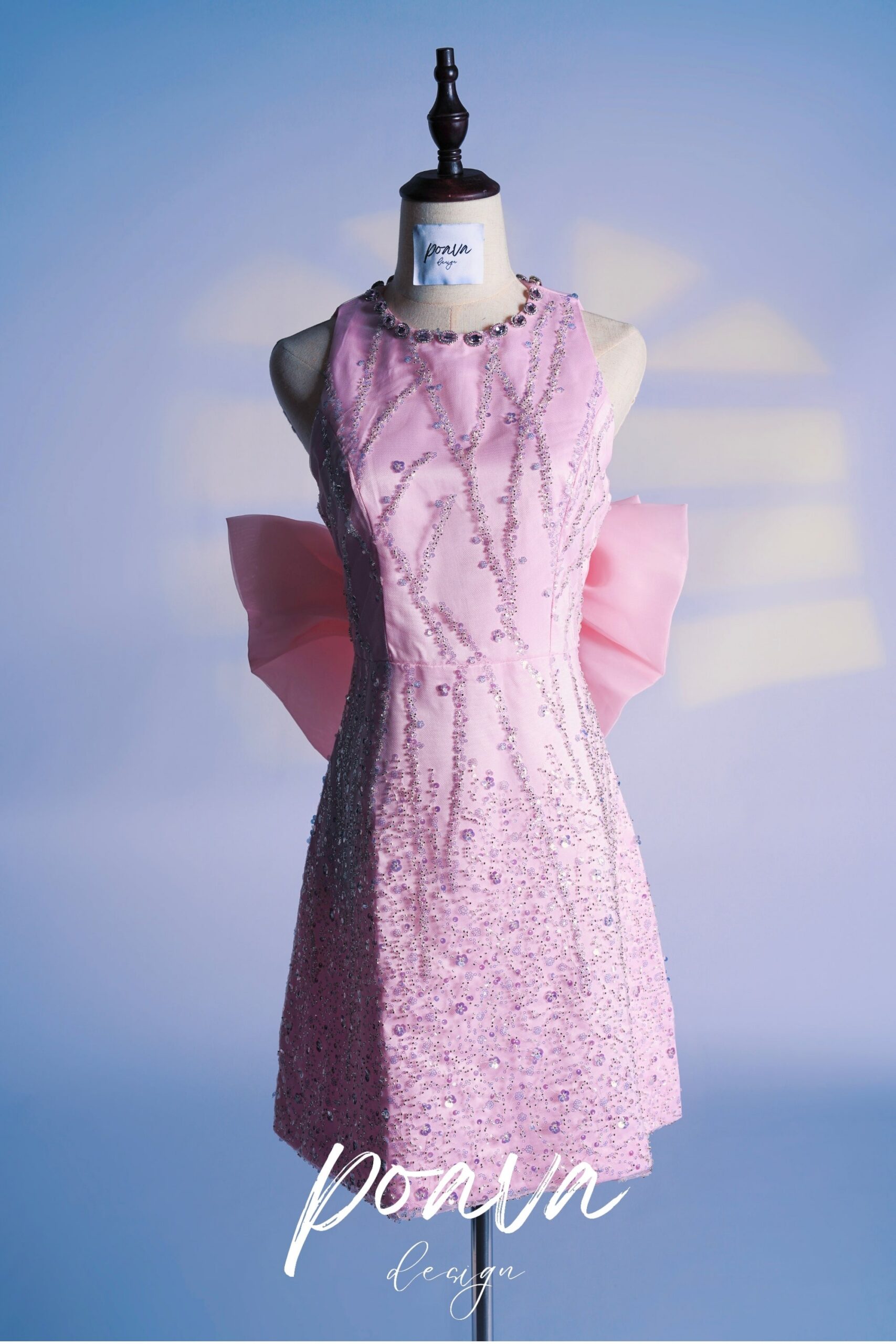 GLITTER BOW MINI DRESS FOR PARTY NIGHT