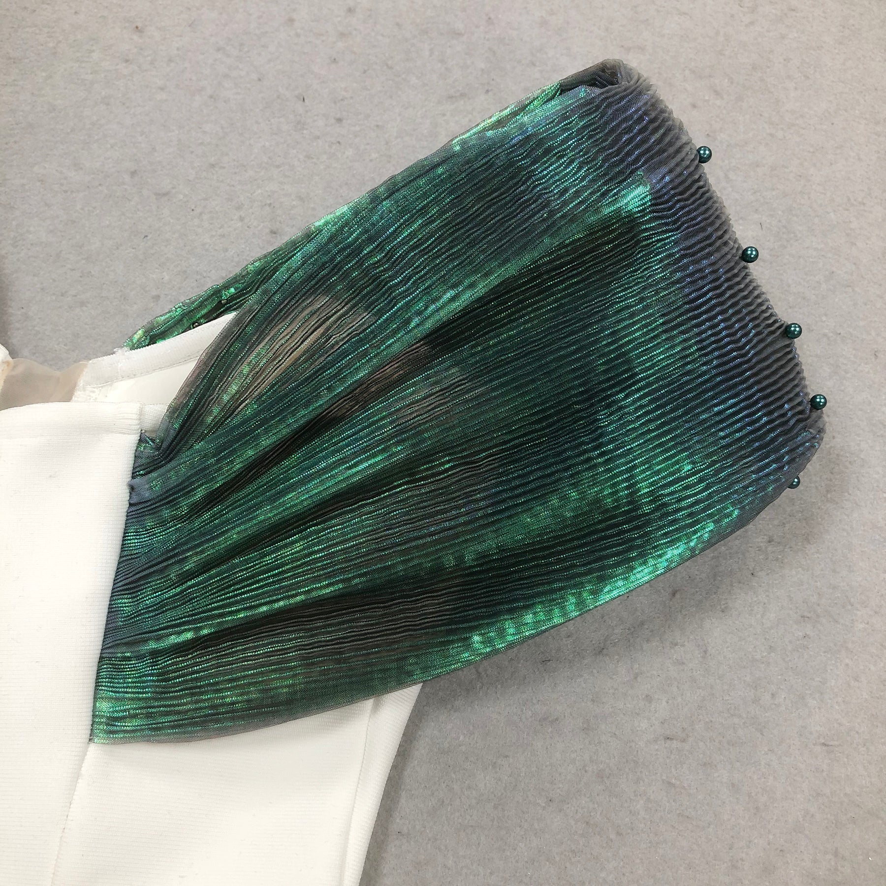 OFF-SHOULDER PEARL BODYCON MAXI DRESS GREEN
