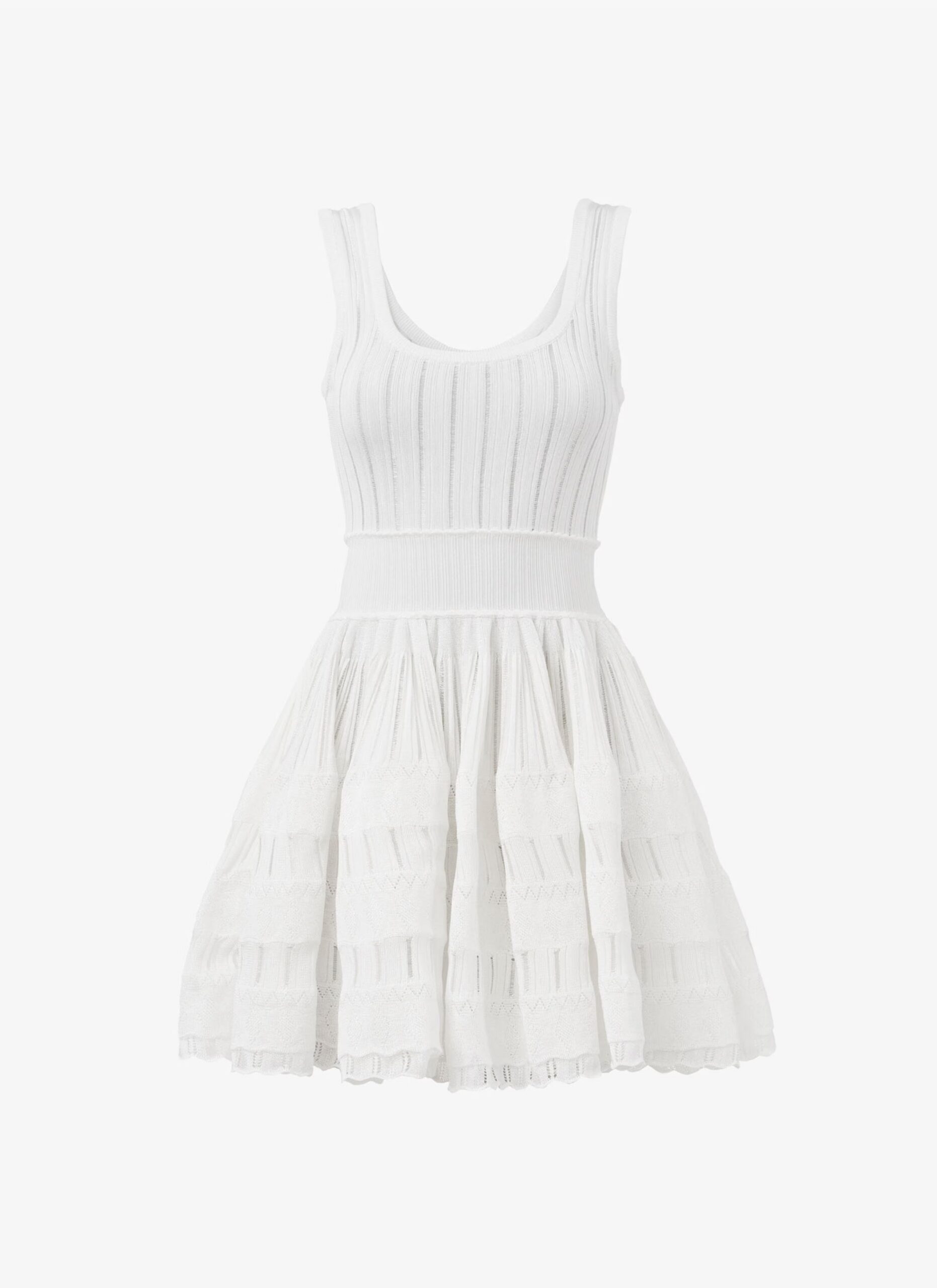 RIBBED POINTELLE MINI DRESS IN WHITE
