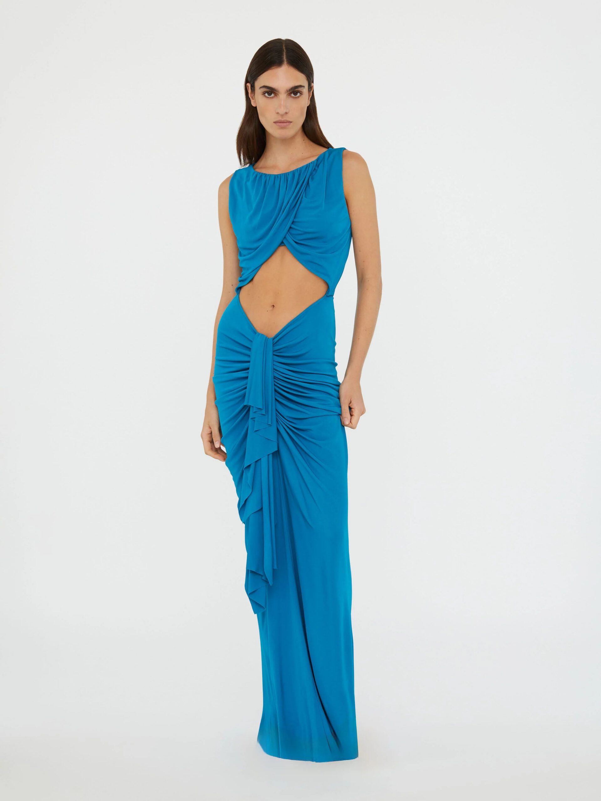 LILY DRAPE DISCONNECT MAXI DRESS, BLUE, COCKTAIL