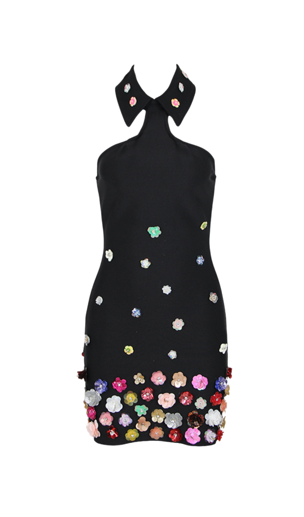 HALTER FLORAL EMBELLISHED MINI DRESS FOR WEDDING