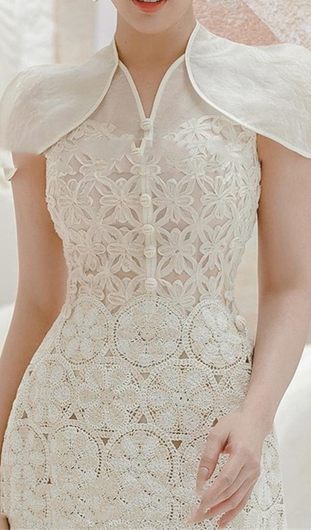 WHITE LACE SHAWL MINI DRESS FOR WEDDING