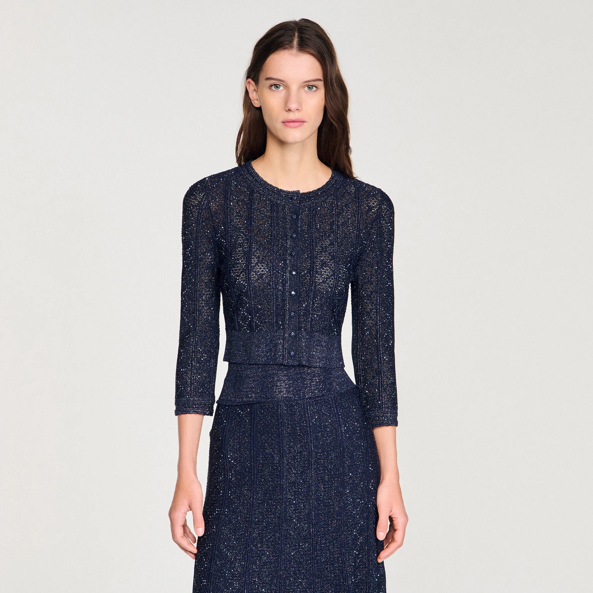 NAVY CROPPED KNIT CARDIGAN | ALEXANDRA STRASS