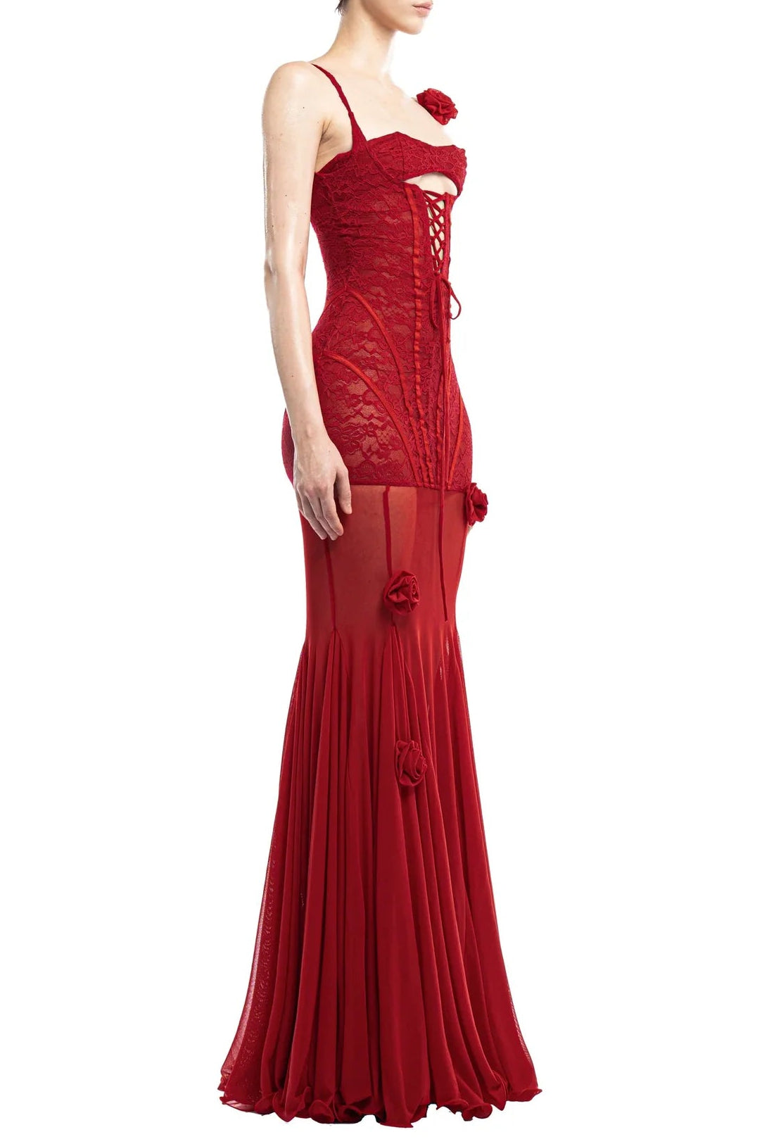 JAMIE 3D FLORAL HALTER MAXI DRESS FOR WEDDING