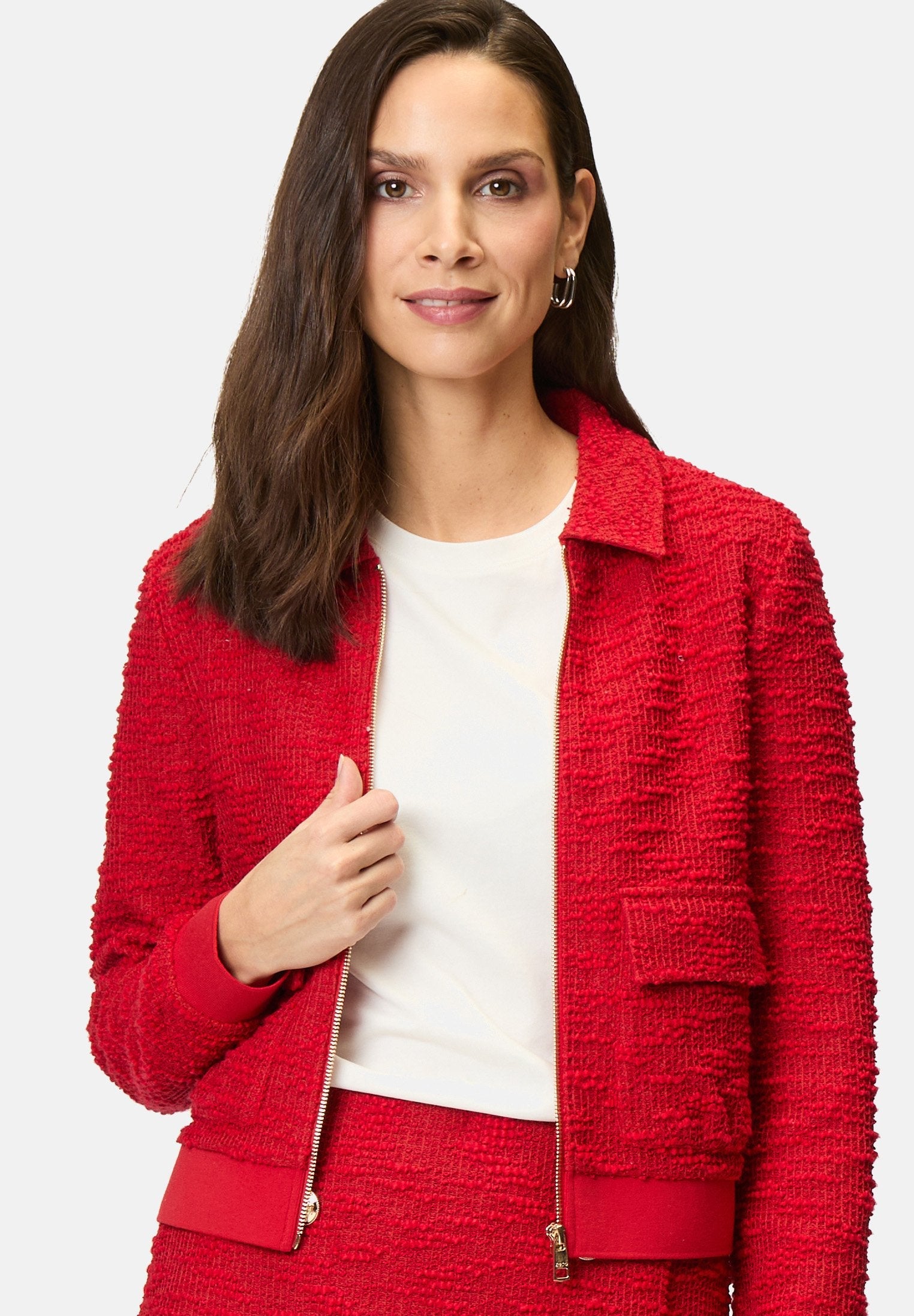RED PLAIN JACKET SKIRT SET FOR WEDDING