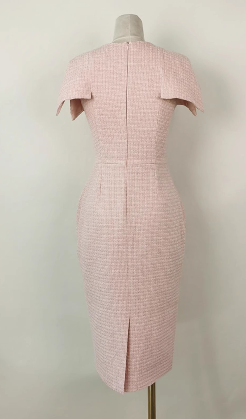 PINK TWEED BODYCON MIDI DRESS FOR PARTY