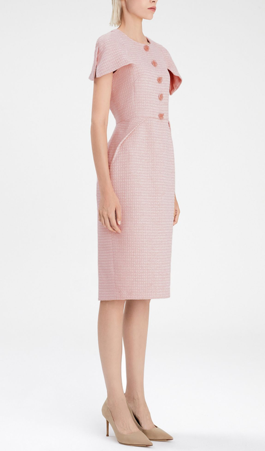 PINK TWEED BODYCON MIDI DRESS FOR PARTY