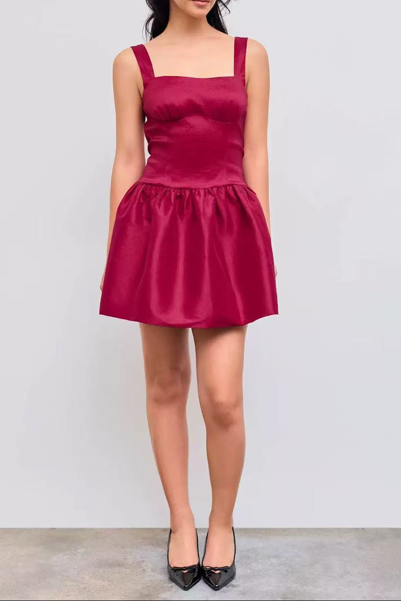RED SLEEVELESS CAMI MINI DRESS FOR PARTY