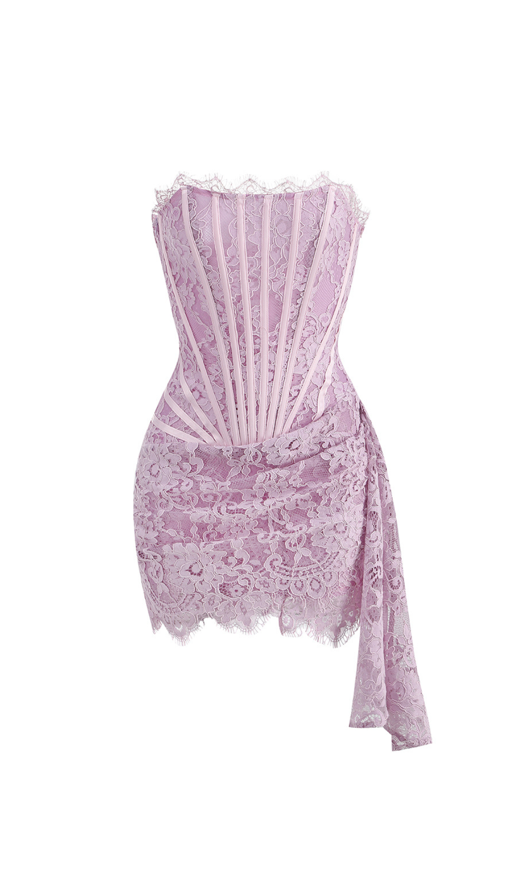 KELLIE STRAPLESS LACE MINI DRESS LIGHT PURPLE