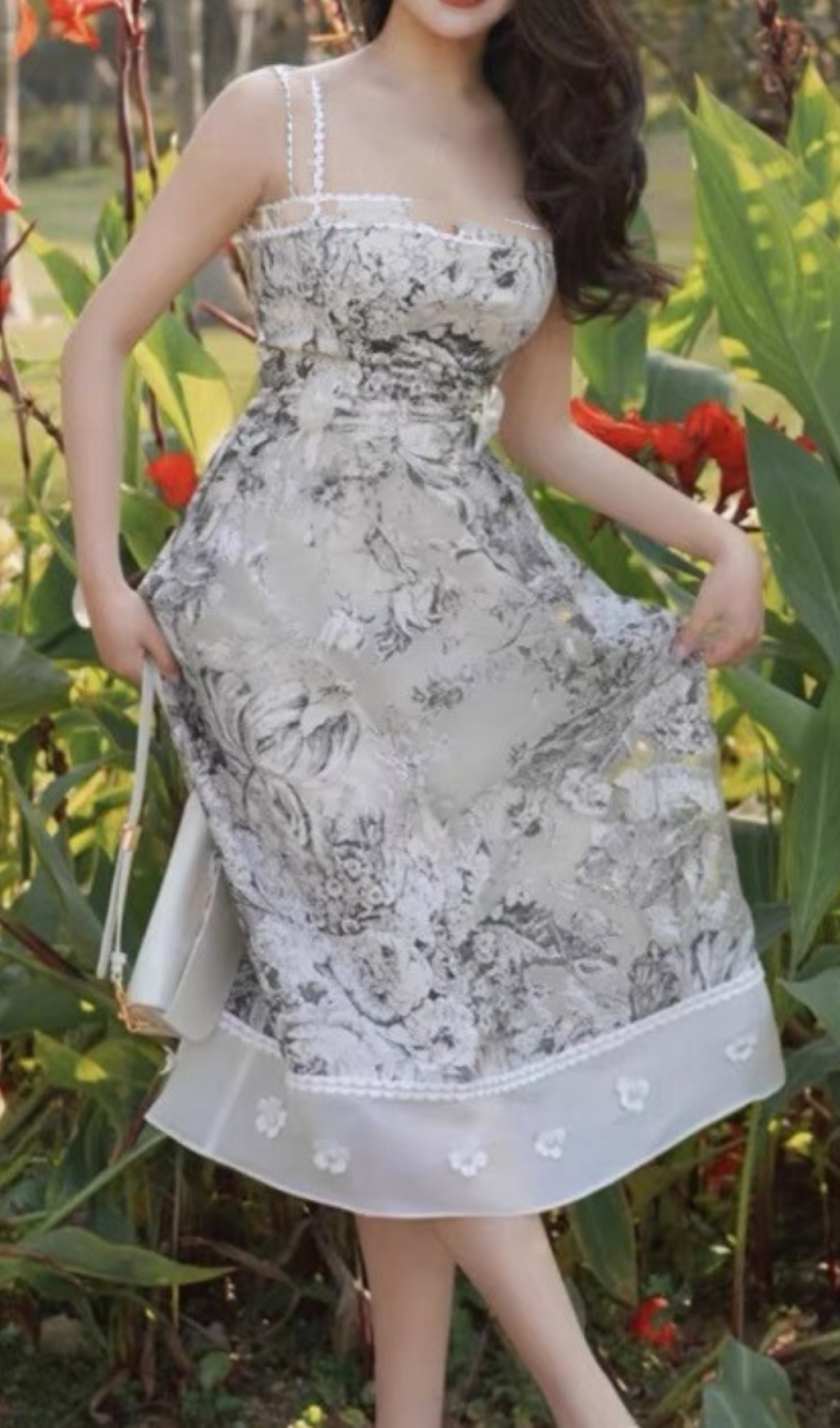 FLORAL STRAPLESS BACKLESS MIDI DRESS FOR PARTY