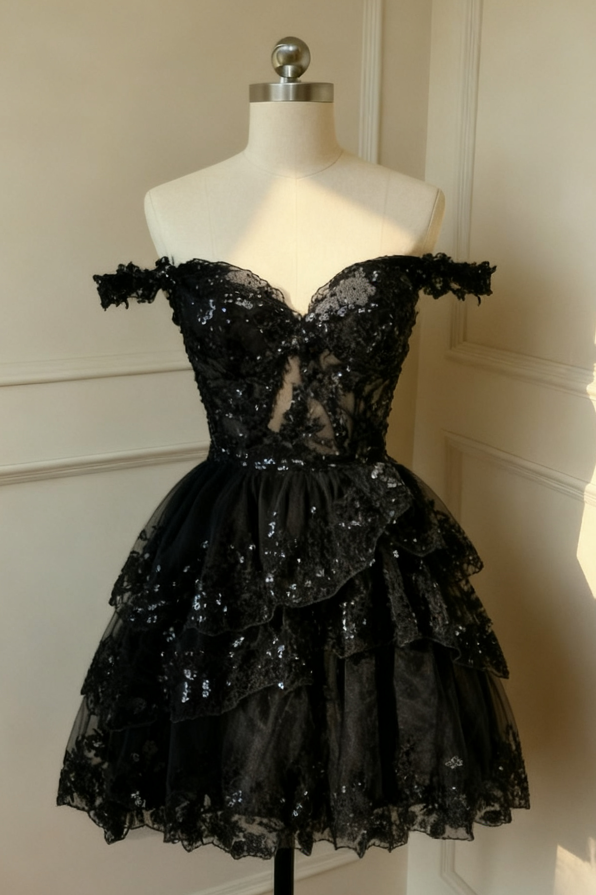 75_d8610388-b275-4178-96c7-9934da675a7a SPARKLY BLACK A-LINE OFF-SHOULDER CORSET LACE HOMECOMING DRESS