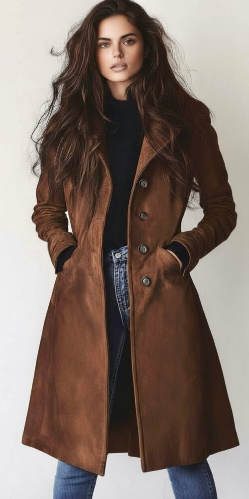 Button Up Long Sleeve Trench Coat
