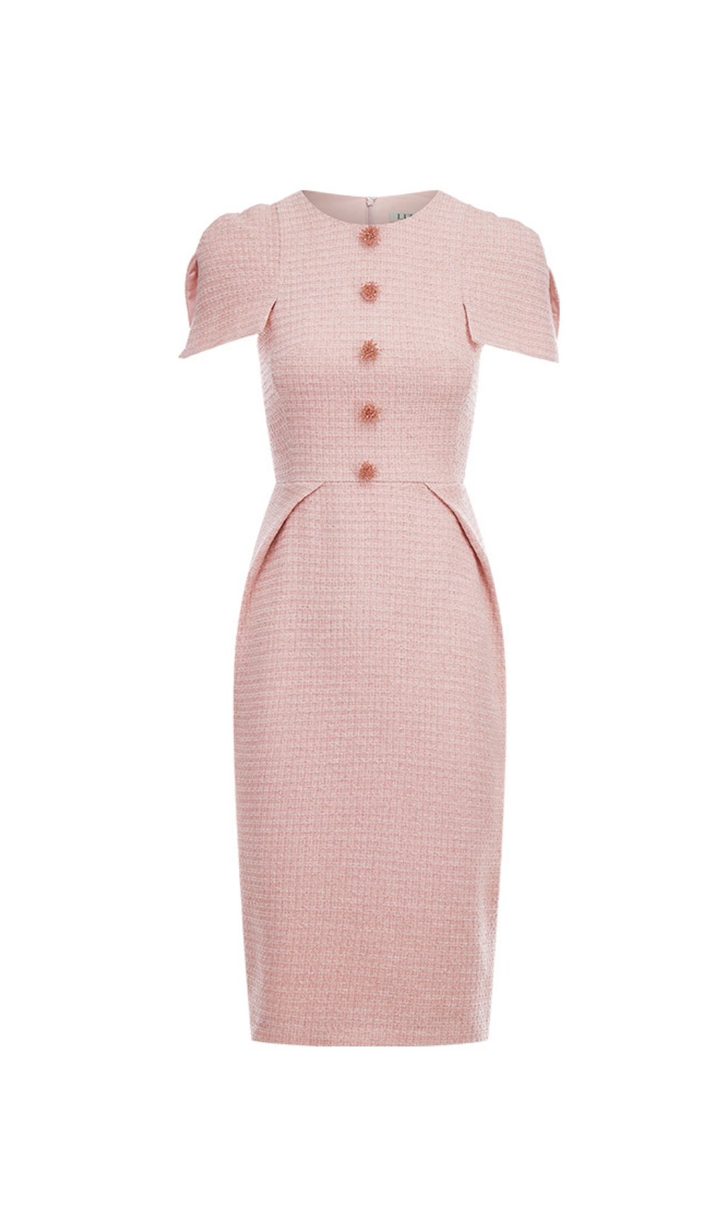 PINK TWEED BODYCON MIDI DRESS FOR PARTY