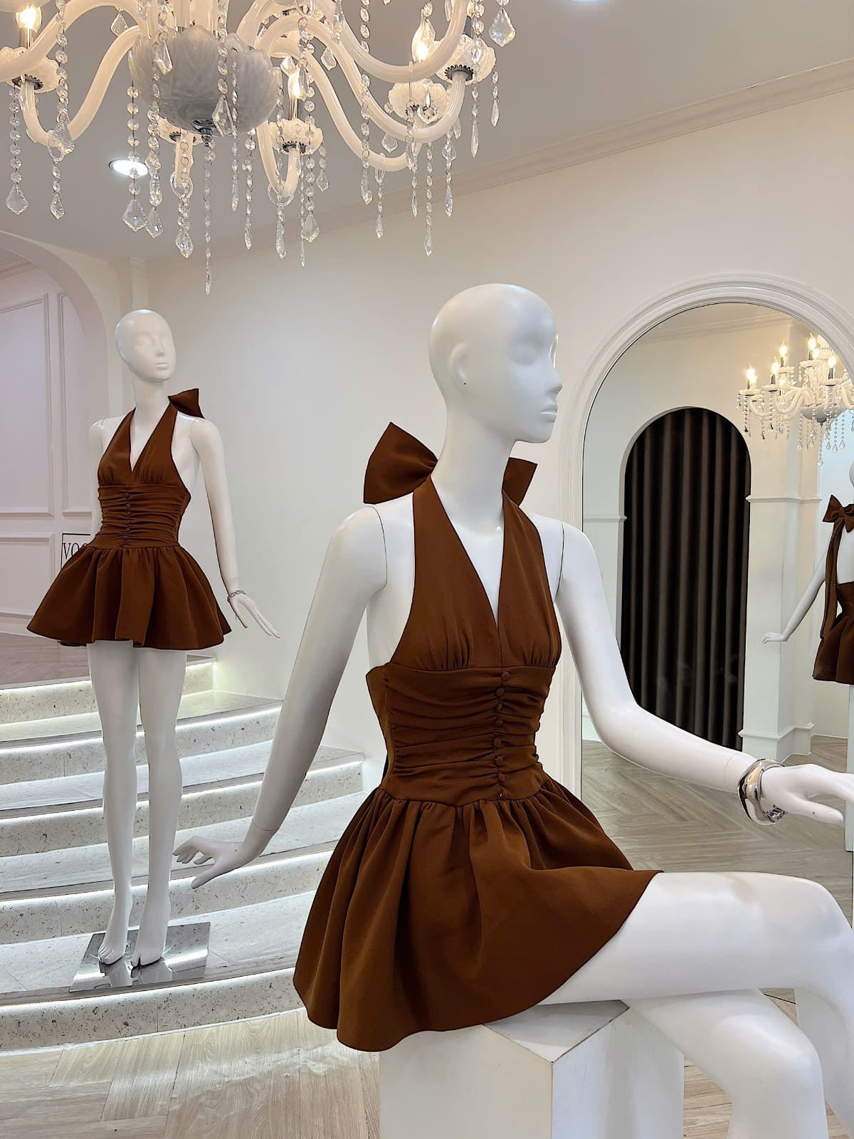 RIZZA HALTER MINI DRESS, SLEEK COCKTAIL PARTY LOOK