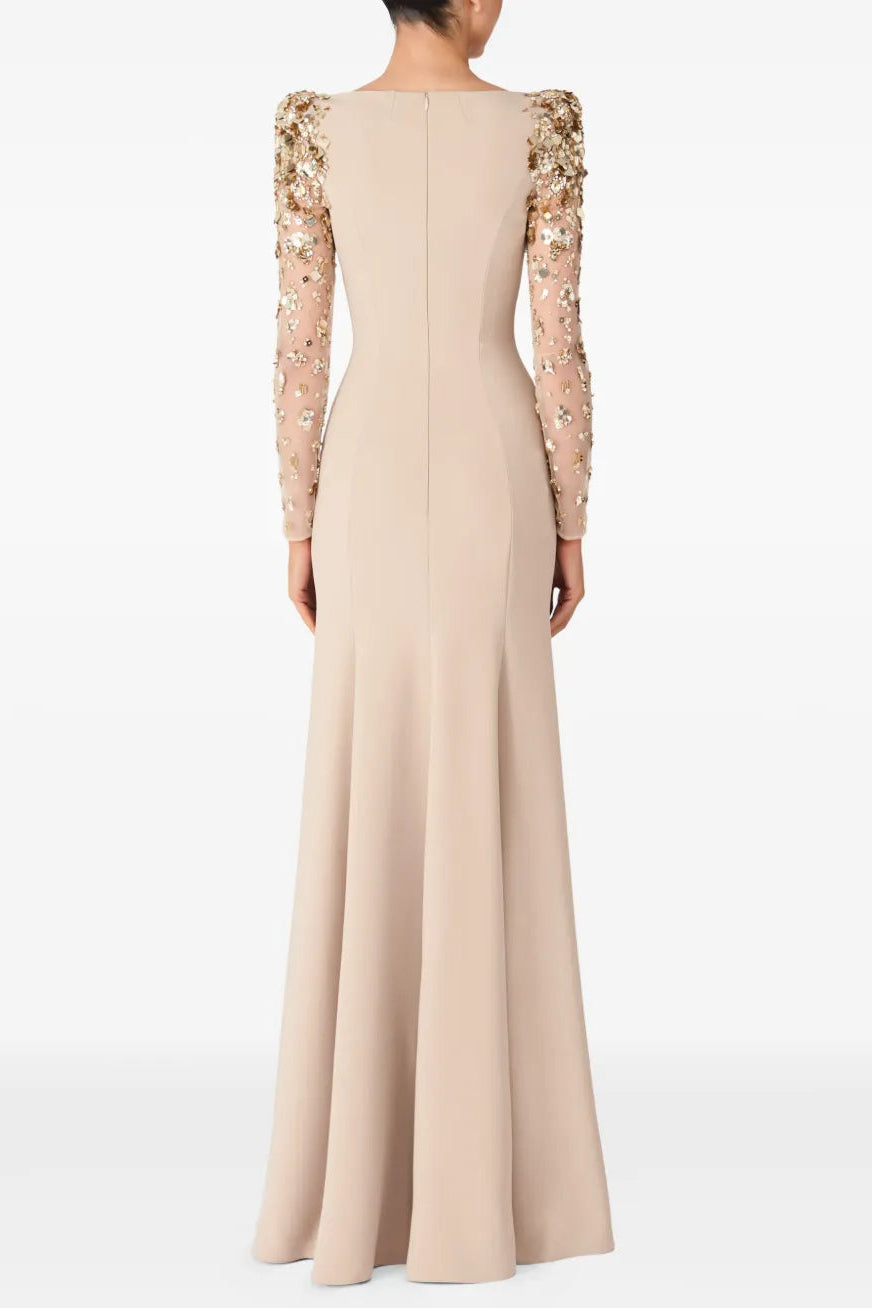 MARTHA MESH BEADED MAXI DRESS APRICOT