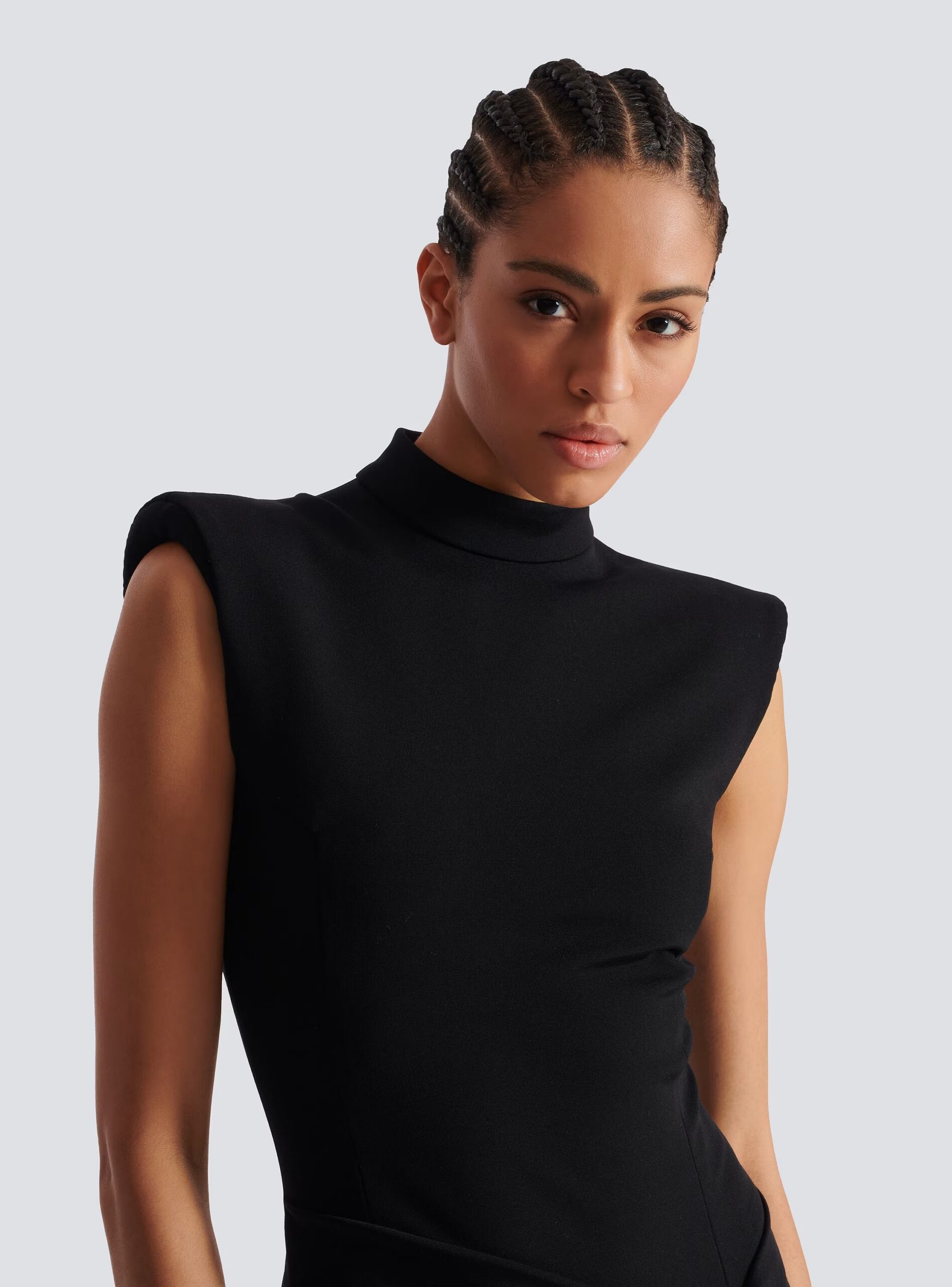BLACK SLEEVELESS ZIPPER HIGH SLIT MAXI DRESS