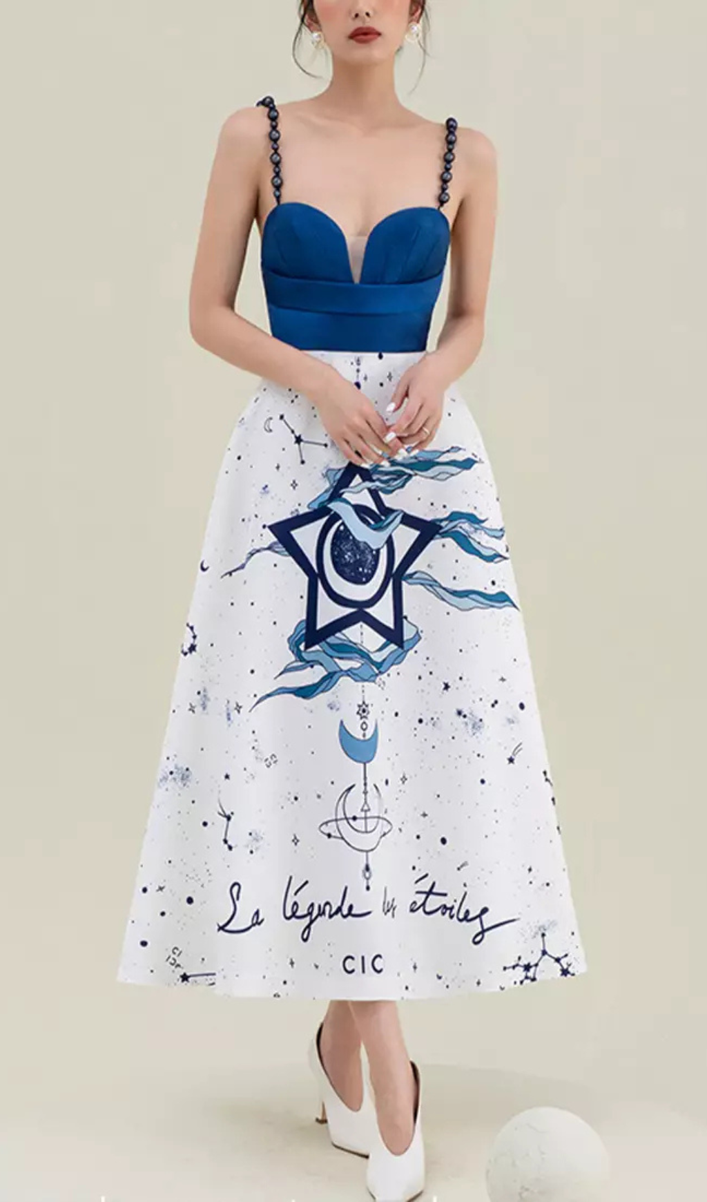 CONSTELLATION PRINT MIDI DRESS FOR EVENING