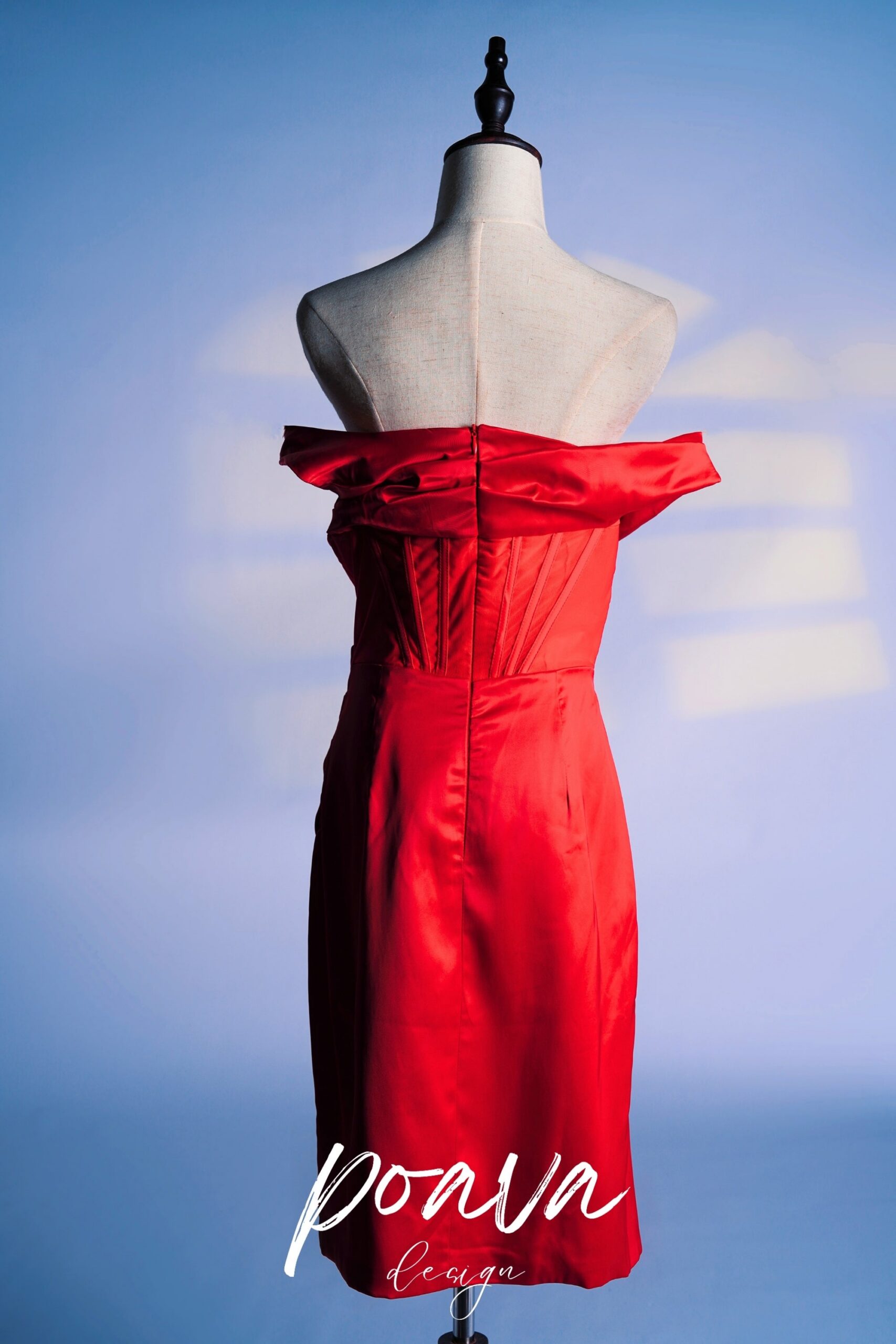 SATIN RUFFLE RED MINI DRESS FOR PARTY