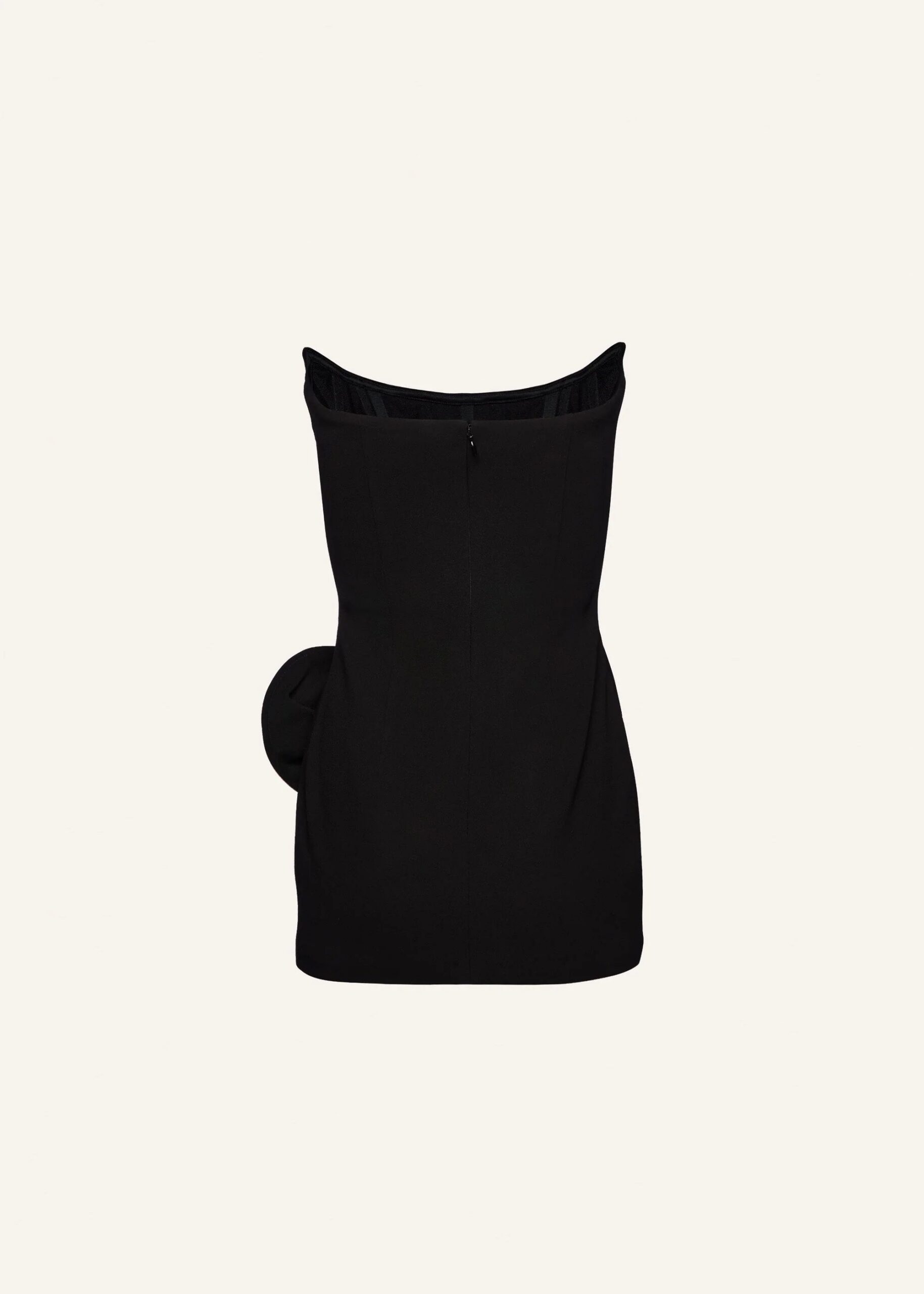 DARLENE STRAPLESS FLORAL MINI BLACK PARTY DRESS