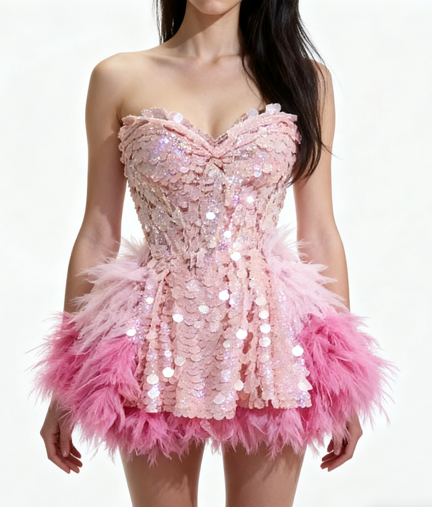 SPARKLY SEQUIN RUFFLED BACKLESS TWO-PIECE SET