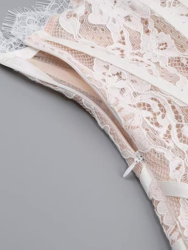 SLEEVELESS LACE MINI DRESS, WHITE WEDDING PARTY