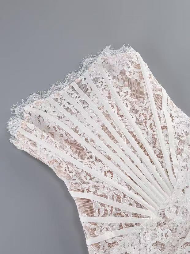 SLEEVELESS LACE MINI DRESS, WHITE WEDDING PARTY