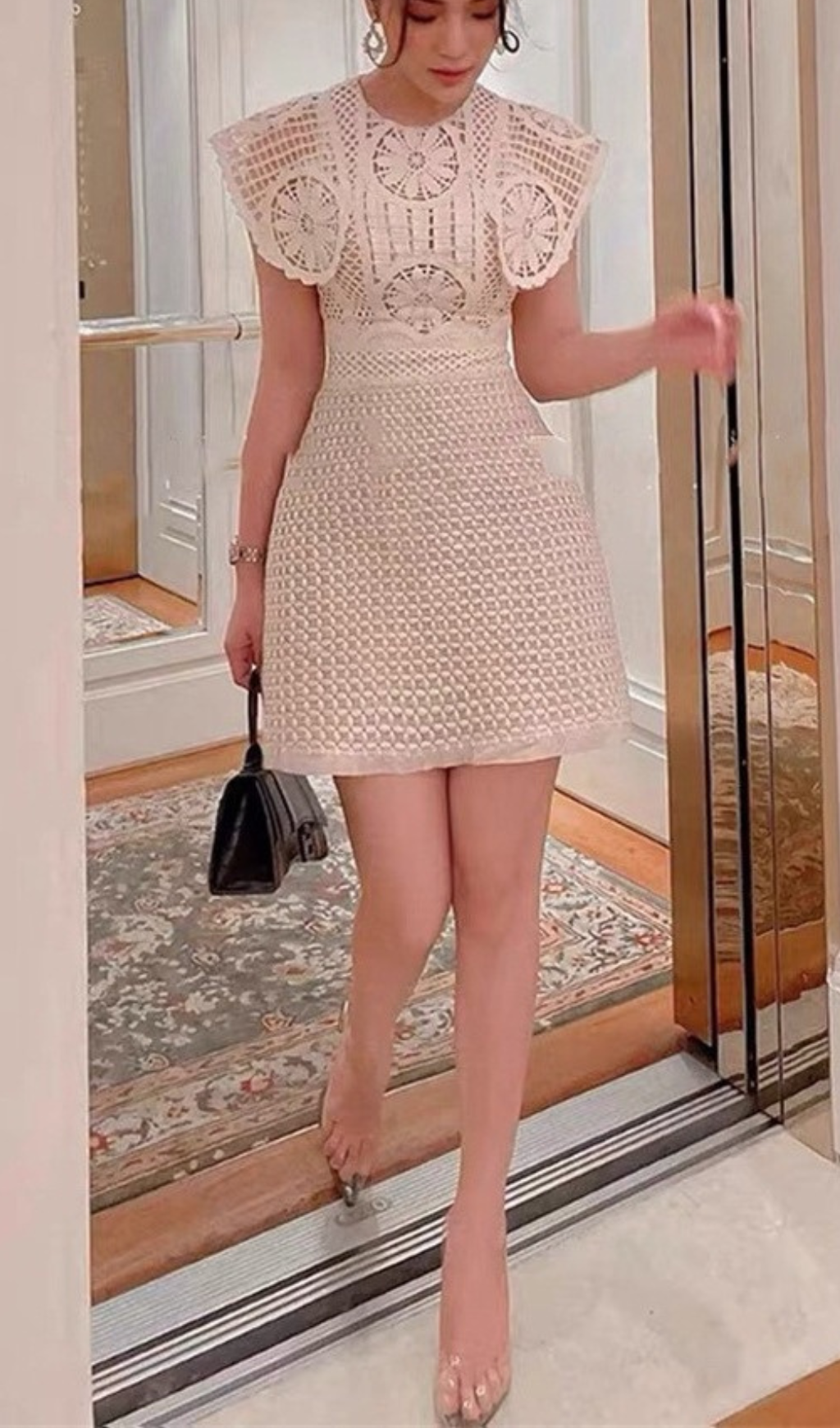 FLORAL LACE MINI DRESS FOR WEDDING GUEST