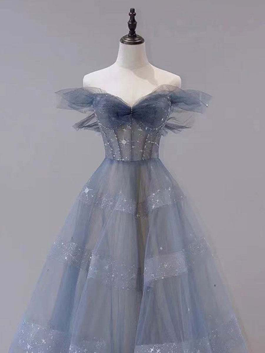 BLUE TULLE SEQUIN PARTY DRESS