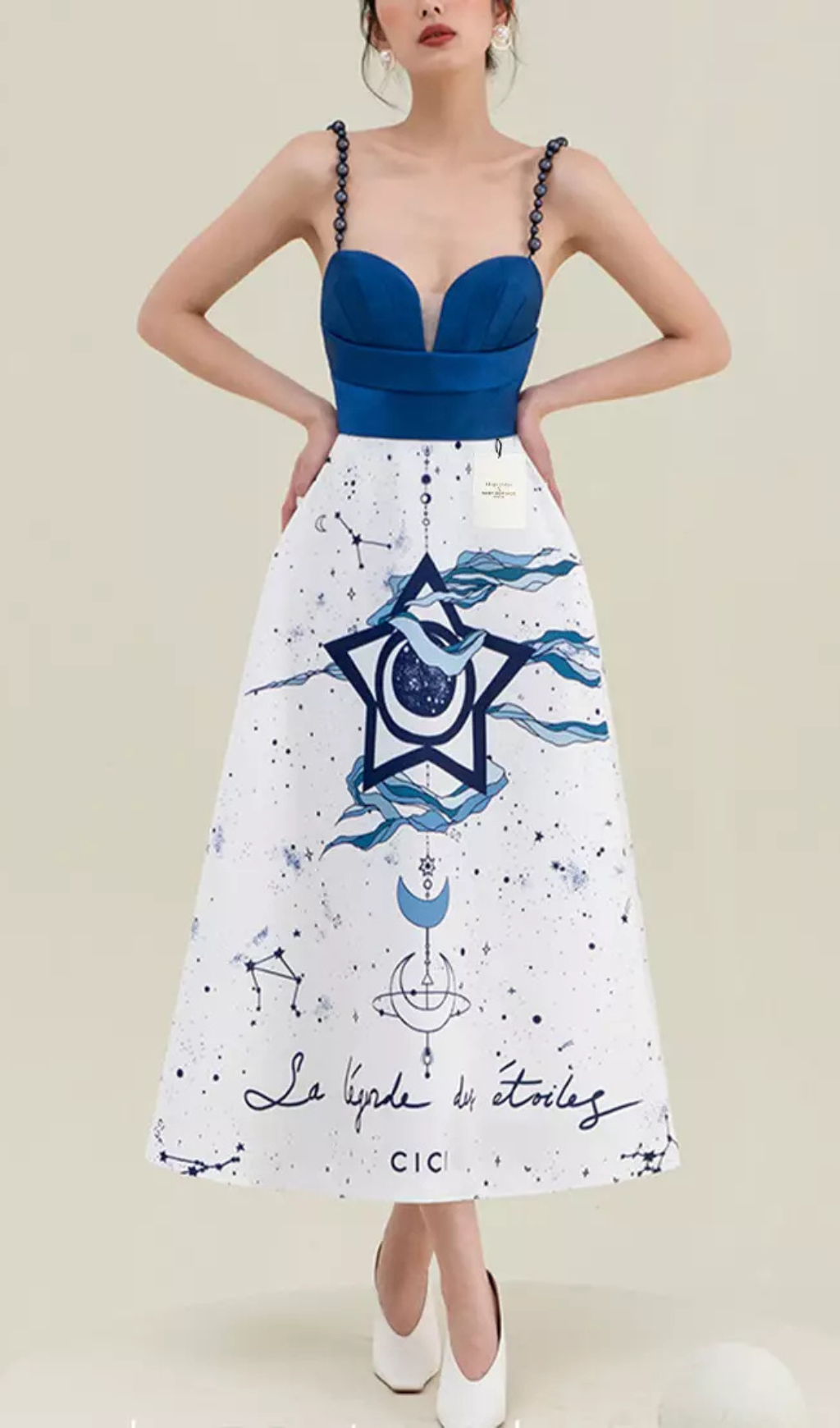 CONSTELLATION PRINT MIDI DRESS FOR EVENING