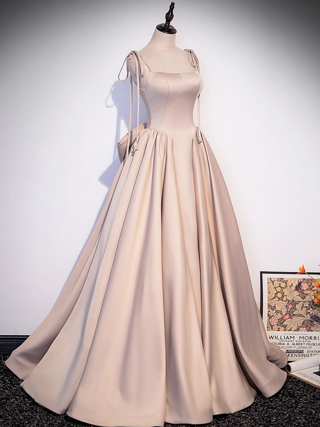 CHAMPAGNE A-LINE SATIN PARTY DRESS