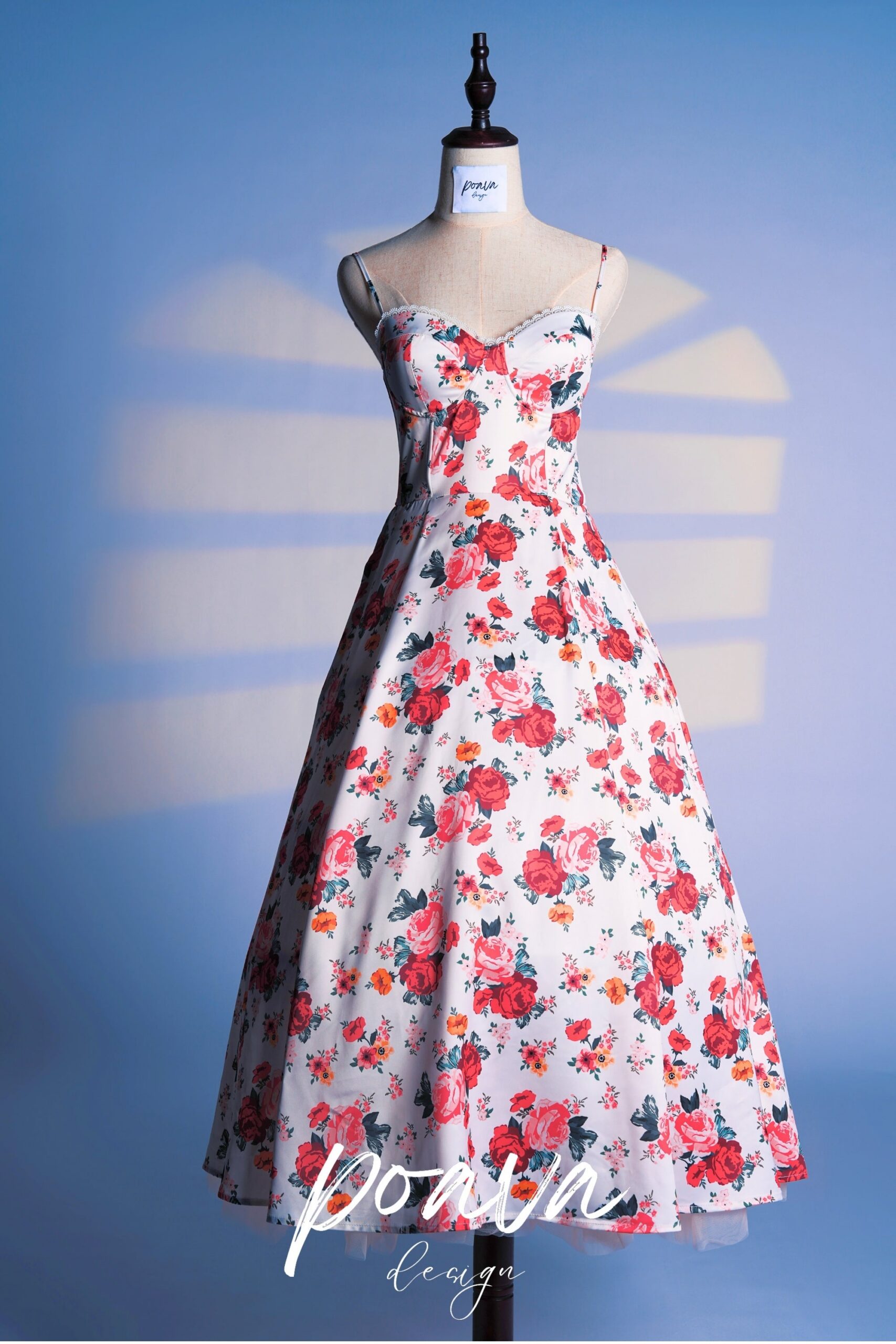 VINTAGE FLORAL BUSTIER TULLE DRESS FOR PARTY