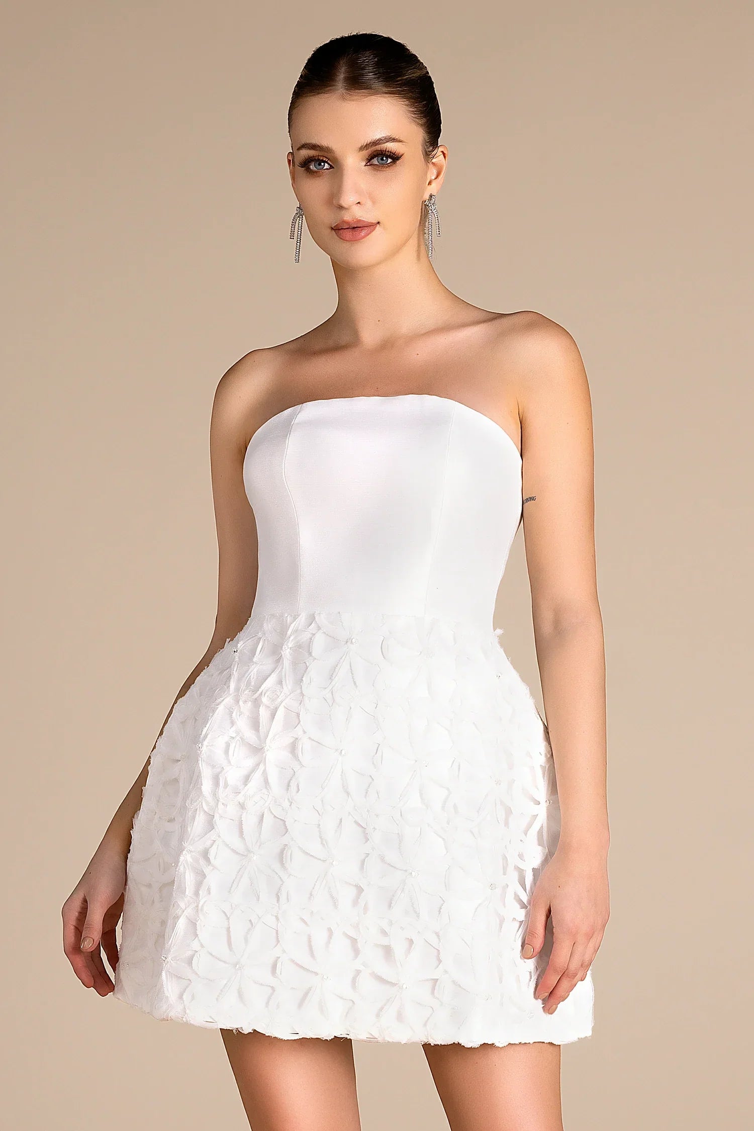 TUBE TOP 3D FLORAL 2PC DRESS SET FOR PARTY